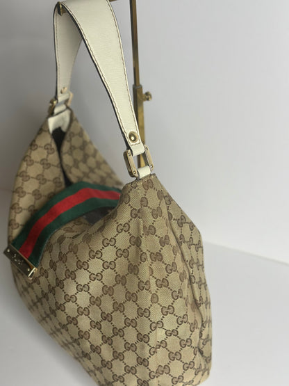Pre-owned Gucci GG canvas New Ladies Web hobo shoulder bag