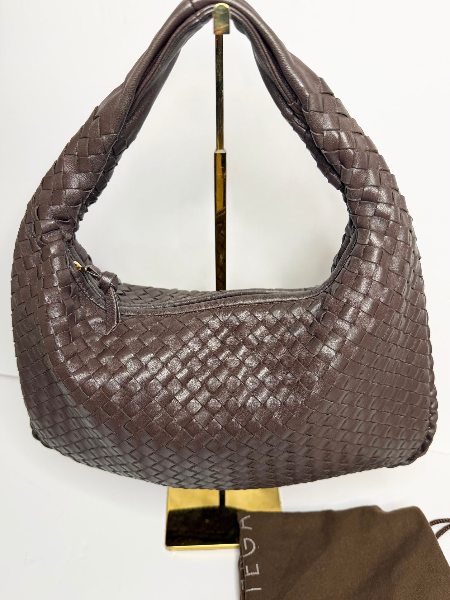 Pre-owned Bottega Veneta Intrecciato Veneta hobo bag in dark brown leather