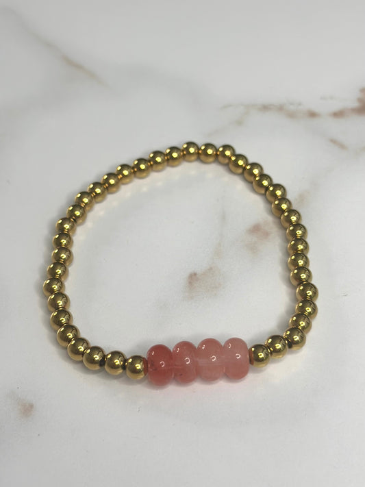 Light pink beaded stretch bracelet