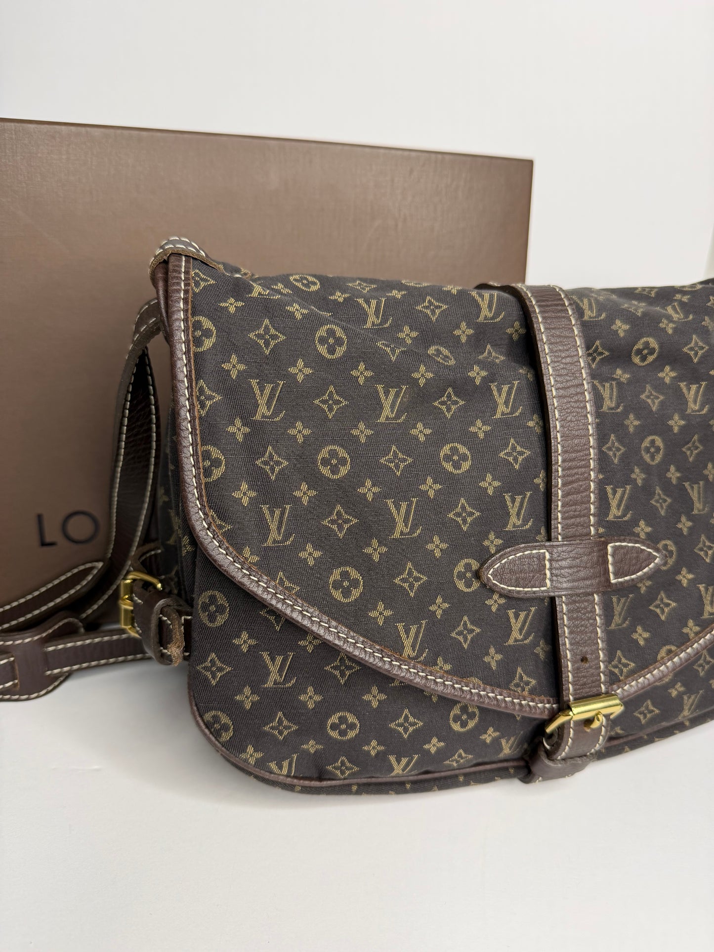 Pre-owned Louis Vuitton Monogram Mini Lin Saumur 30 crossbody
