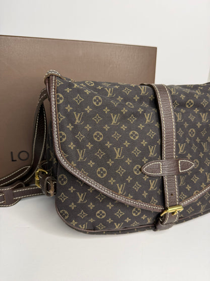 Pre-owned Louis Vuitton Monogram Mini Lin Saumur 30 crossbody