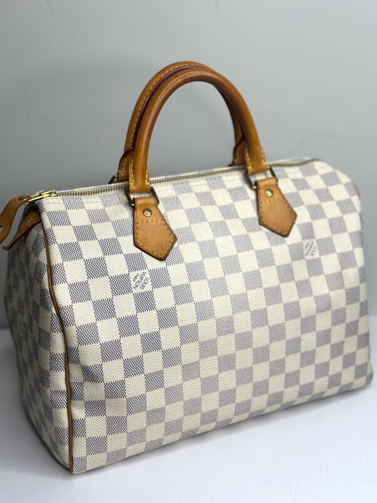 Pre-owned Louis Vuitton Damier Azur Speedy 30 Boston bag