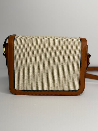 Pre-owned Celine TEEN TRIOMPHE BAG IN TEXTILE AND CALFSKIN