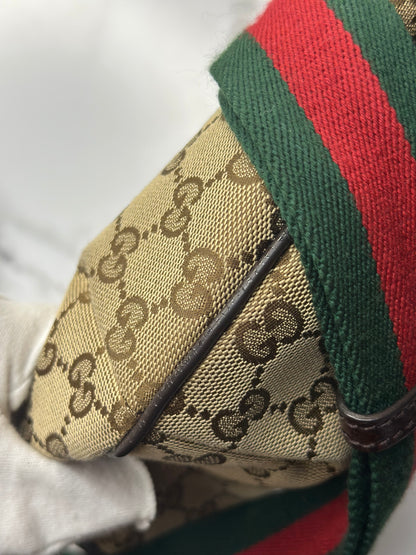 Pre-owned Gucci GG Canvas web medium hobo crossbody