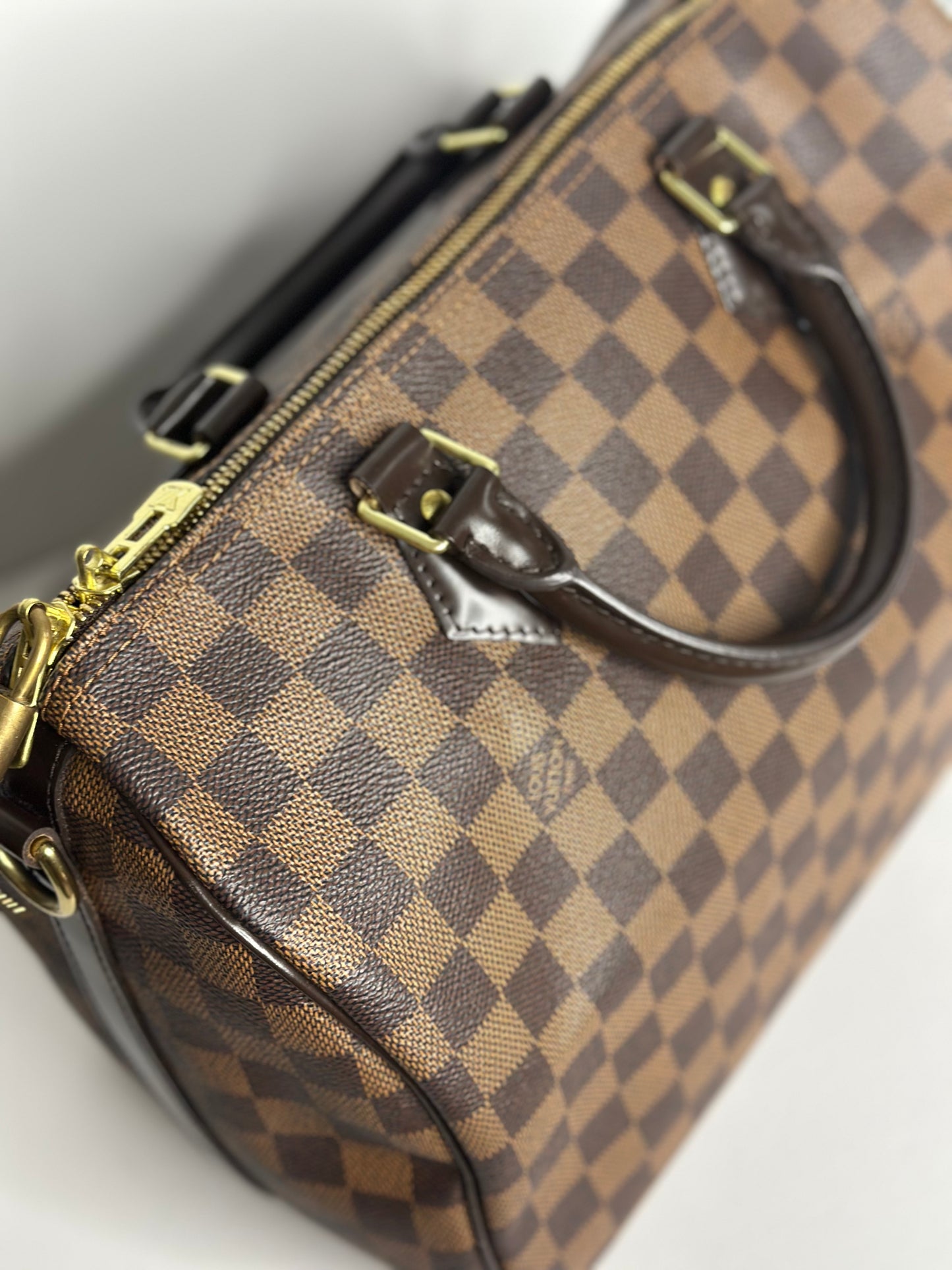 Pre-owned Louis Vuitton Damier Ebene Canvas speedy 30 bandolier crossbody
