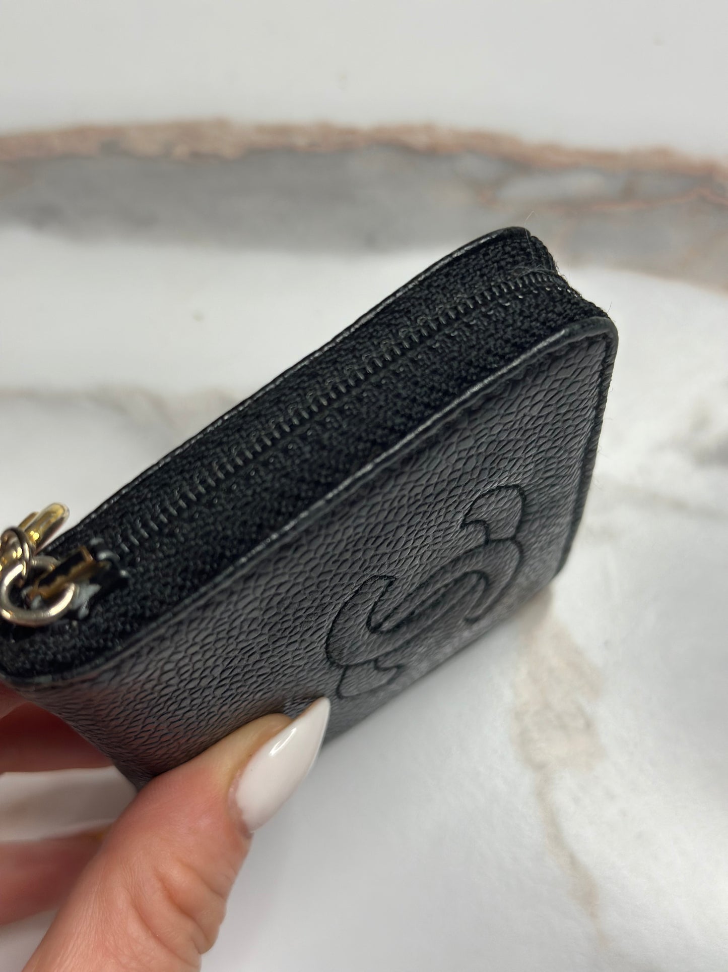 Pre-owned Chanel vintage coco mark caviar leather coin pouch