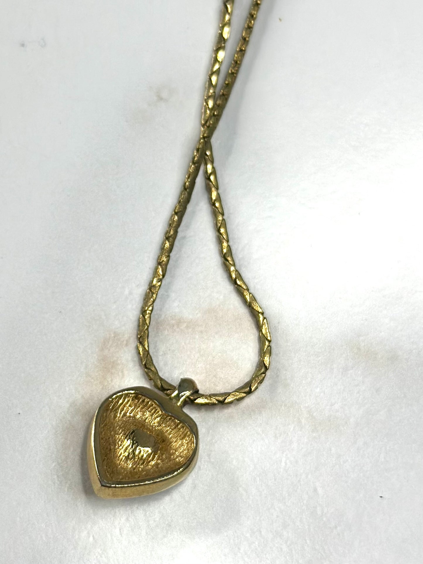 Pre-owned Christian Dior Vintage Heart Pendant Necklace Gold and Rhinestones