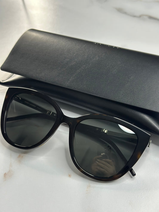 Pre-owned Saint Laurent dark Havana cat eye frames