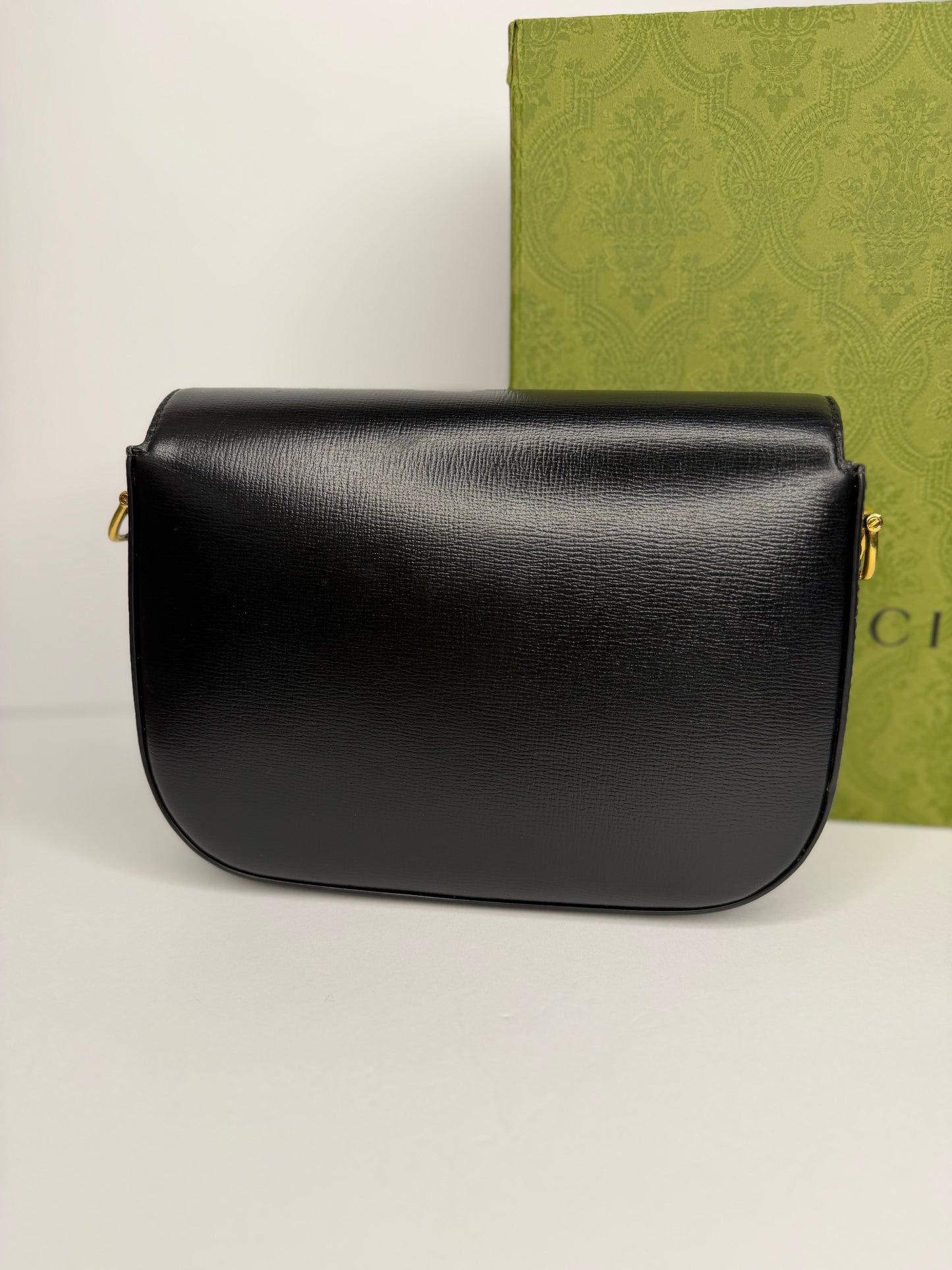 Pre-owned Gucci Horsebit 1955 small shoulder bag black leather