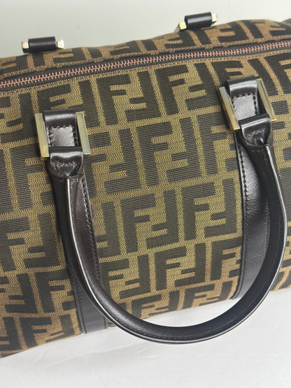 Pre-owned Fendi Zucca print canvas Boston two way tote