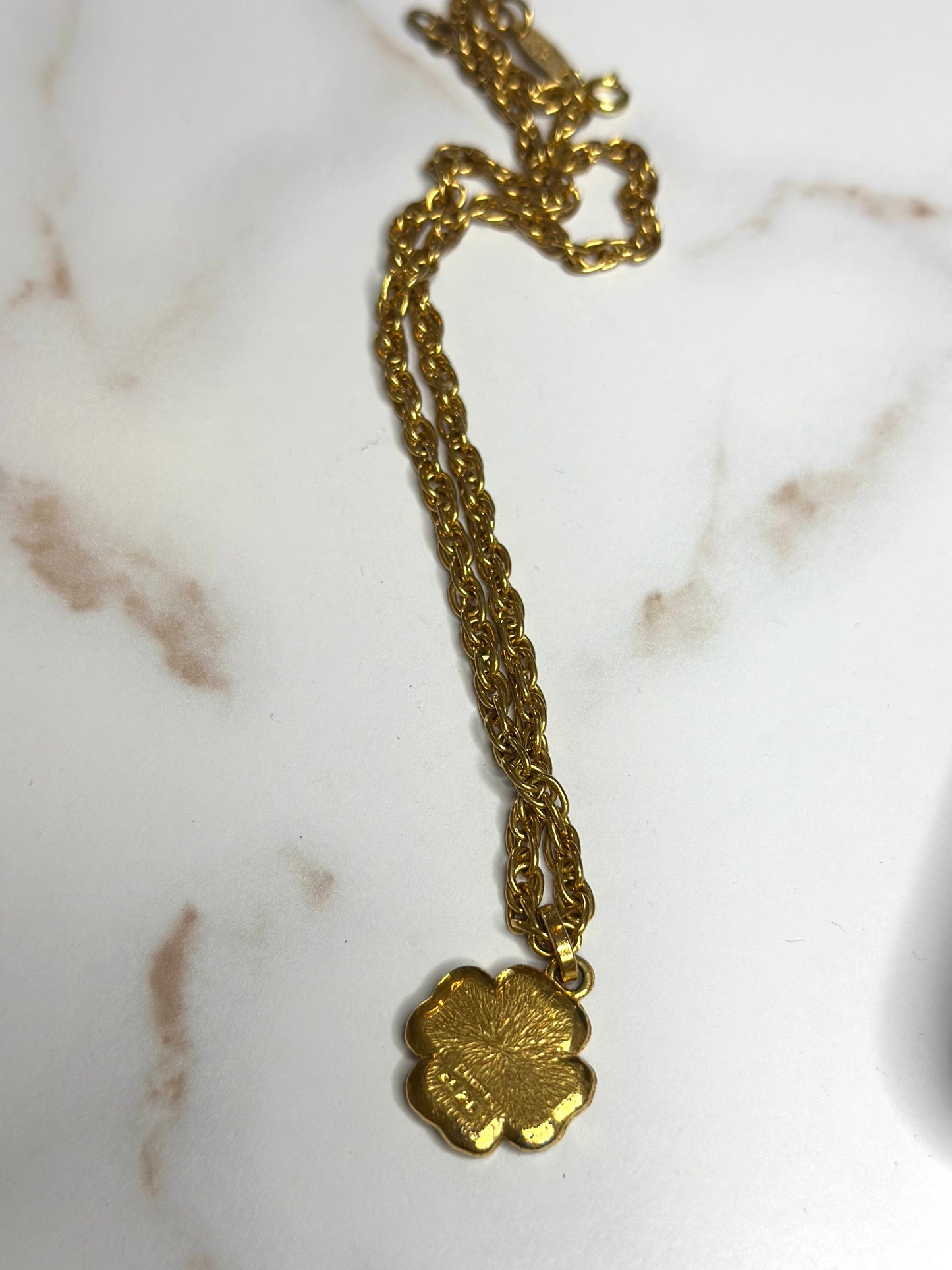 Pre-owned Chanel Four-Leaf Clover Strass Pendant Necklace