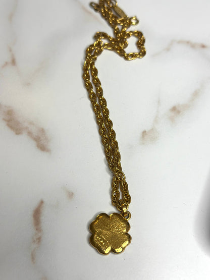 Pre-owned Chanel Four-Leaf Clover Strass Pendant Necklace