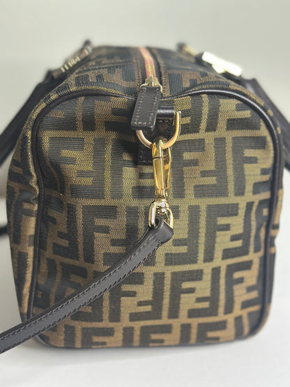 Pre-owned Fendi Zucca print canvas Boston two way tote