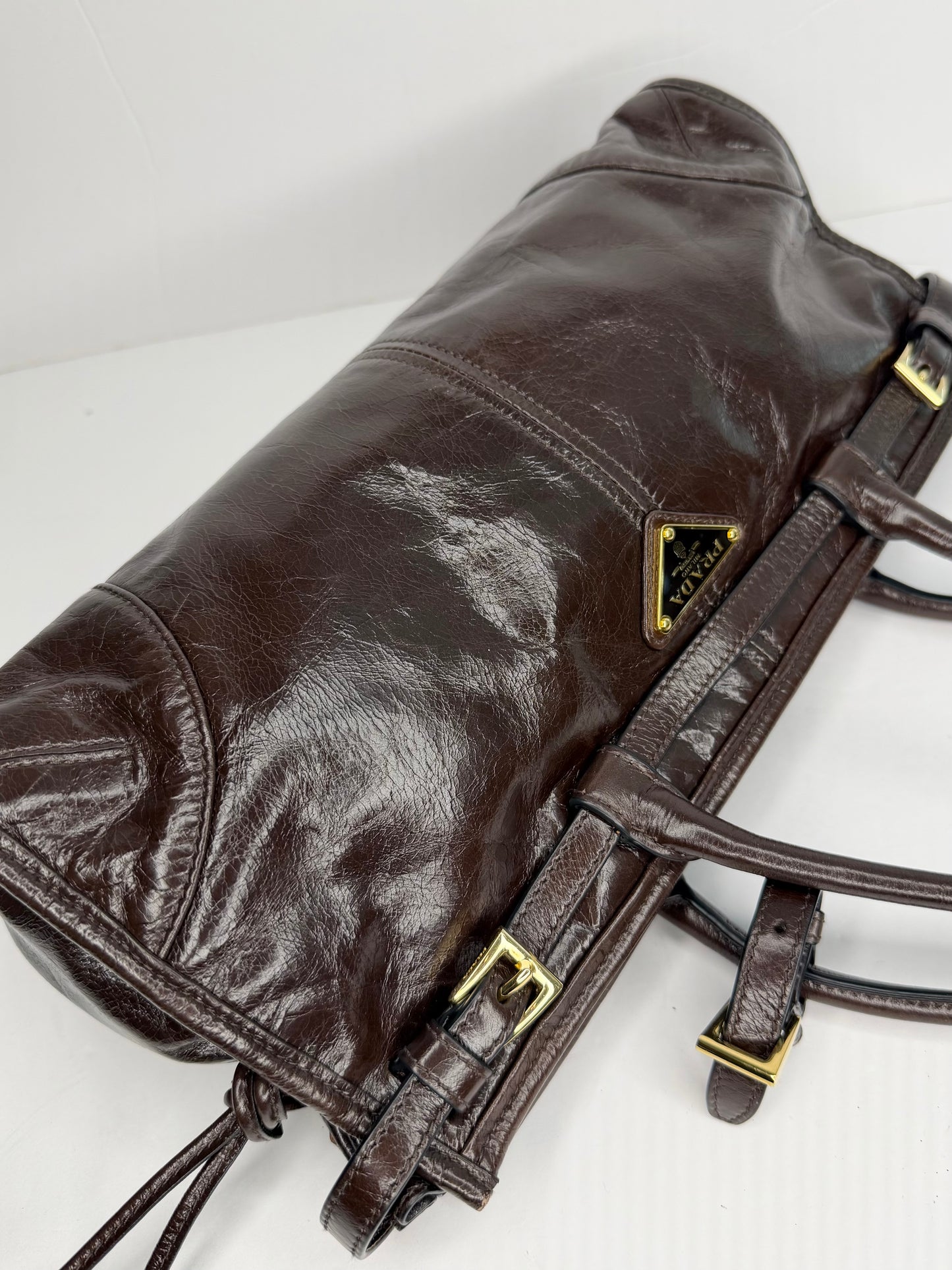 Pre-owned Prada Bonnie Brown calfskin medium shoulder tote