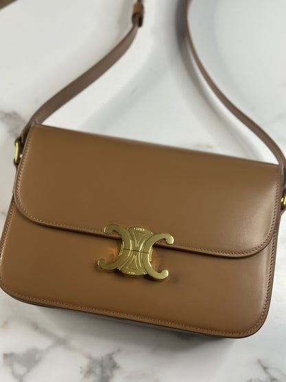 Pre-owned CELINE CLASSIQUE TRIOMPHE BAG IN NATURAL CALFSKIN CROSSBODY