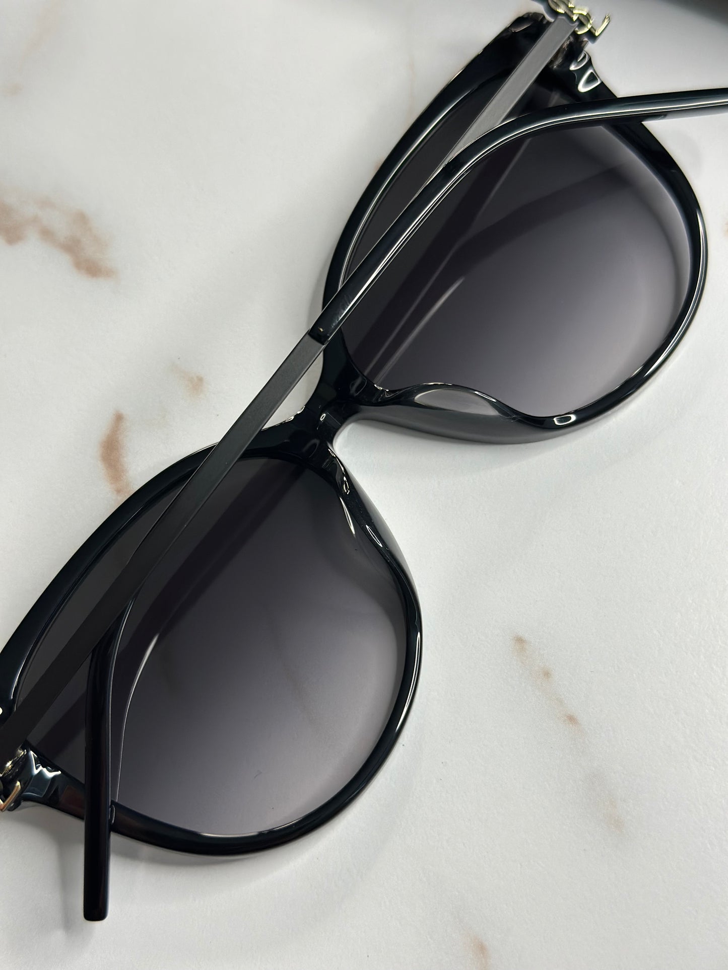 Pre-owned Saint Laurent black acetate silver logo sunglasses