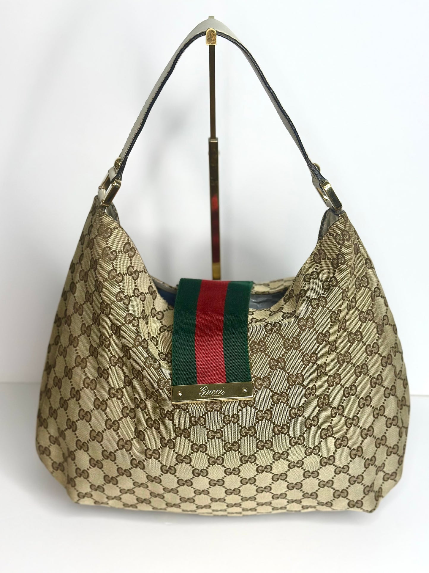 Pre-owned Gucci GG canvas New Ladies Web hobo shoulder bag