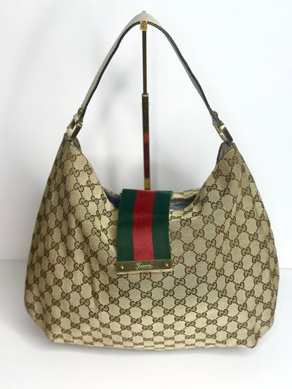 Pre-owned Gucci GG canvas New Ladies Web hobo shoulder bag