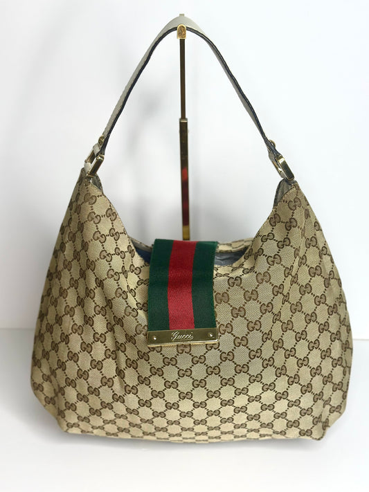 Pre-owned Gucci GG canvas New Ladies Web hobo shoulder bag