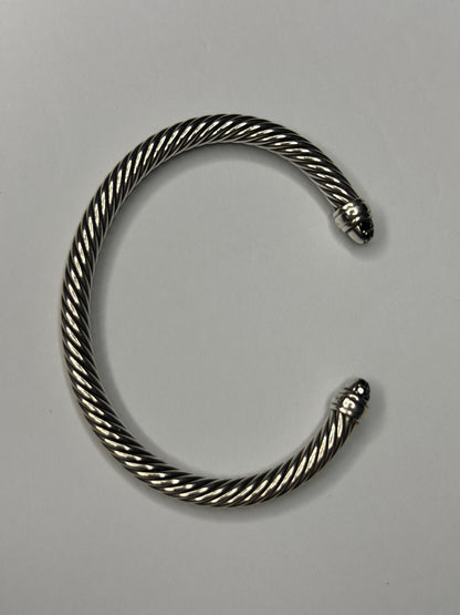Pre-owned David Yurman Classic Bracelet Black Diamonds with Sterling Silver