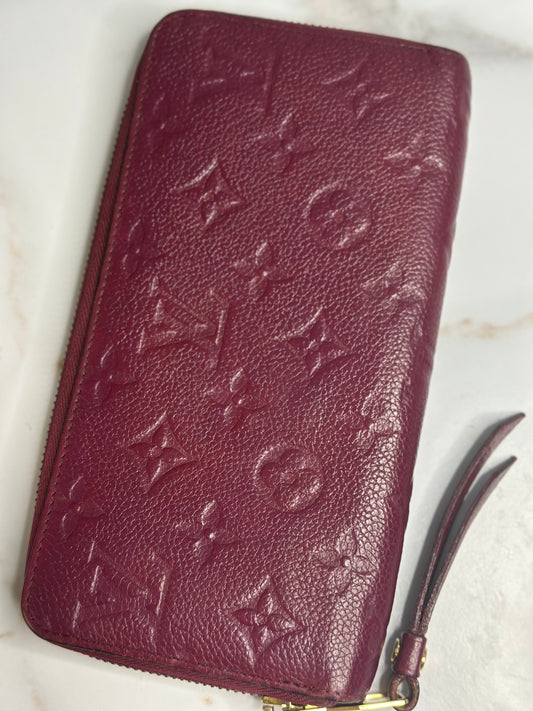 Pre-owned Louis Vuitton monogram Bordeaux Empriente leather zippy wallet