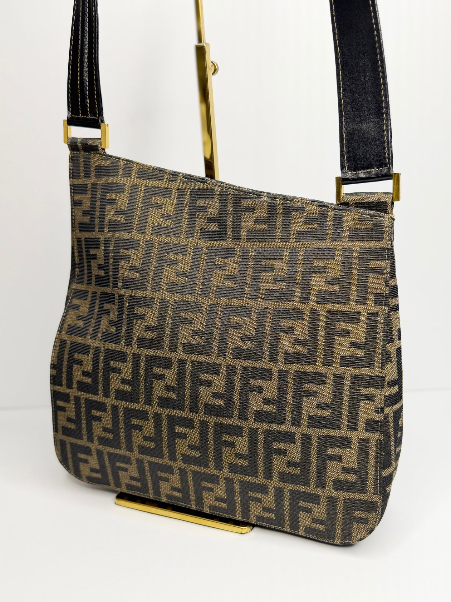 Pre-owned FENDI Zucchino Shoulder Bag Canvas Brown