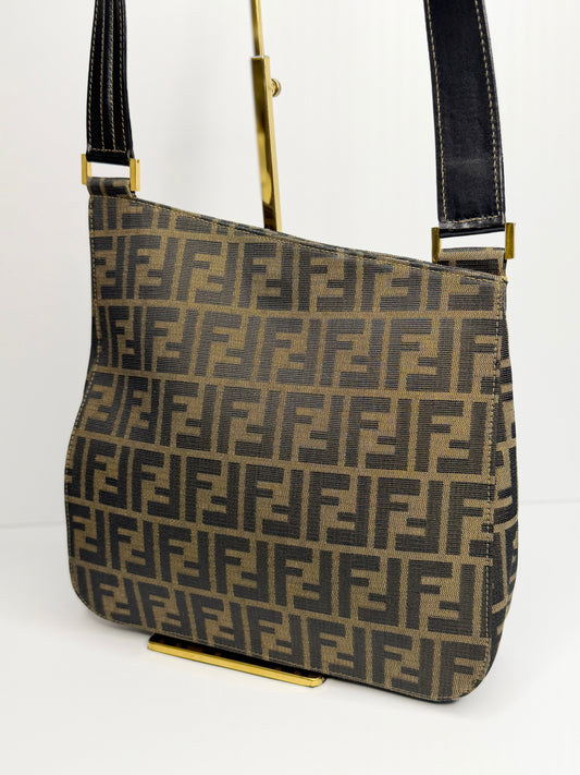 Pre-owned FENDI Zucchino Shoulder Bag Canvas Brown