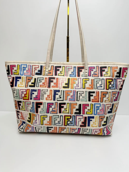 Pre-owned Fendi multicolor canvas 
Zucca FF Roll Tote Medium