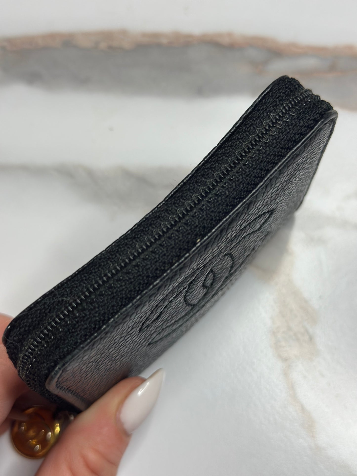 Pre-owned Chanel vintage coco mark caviar leather coin pouch