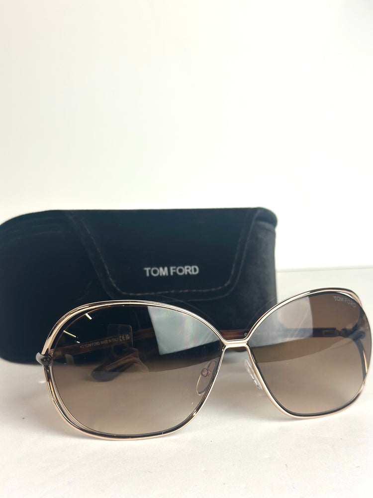 #7 Pre-Owned Tom Ford Women's Carla 66mm Shiny Rose Gold Sunglasses