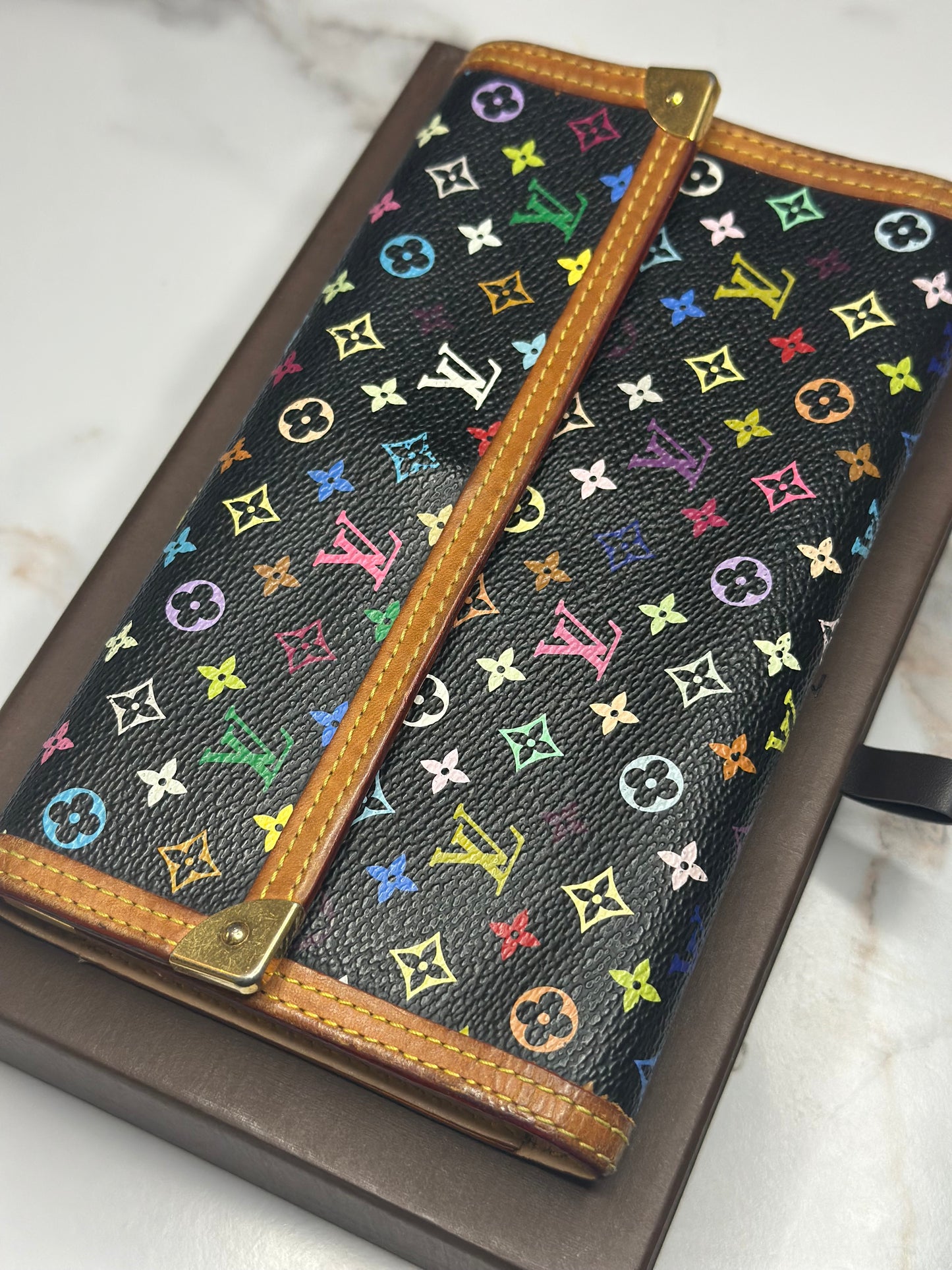 Pre-owned Louis Vuitton x Takashi, Murakami Vintage Multicolore Porte-Tresor International Wallet in Black