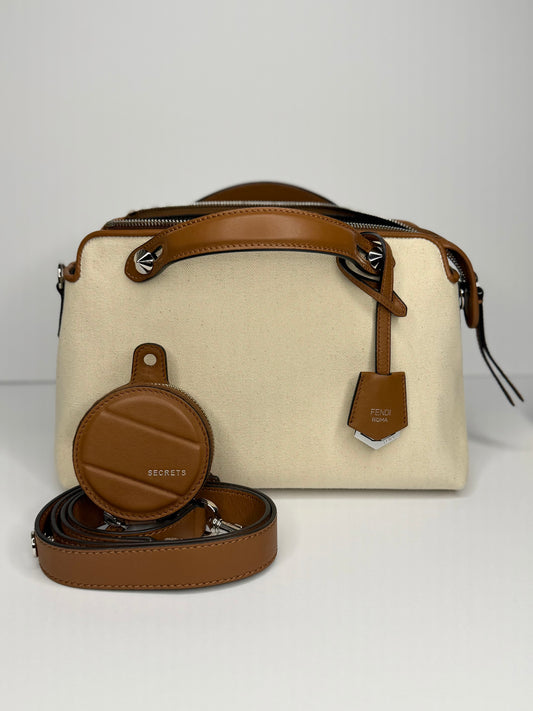 Pre-owned Fendi By The Way Selleria Medium Canvas & Leather Shoulder Bag
