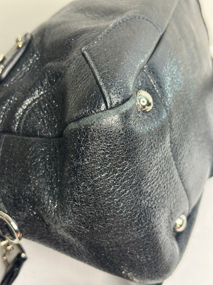 Pre-owned Prada Cervo Lux leather chain shoulder bag with a pebbled texture and silver-tone