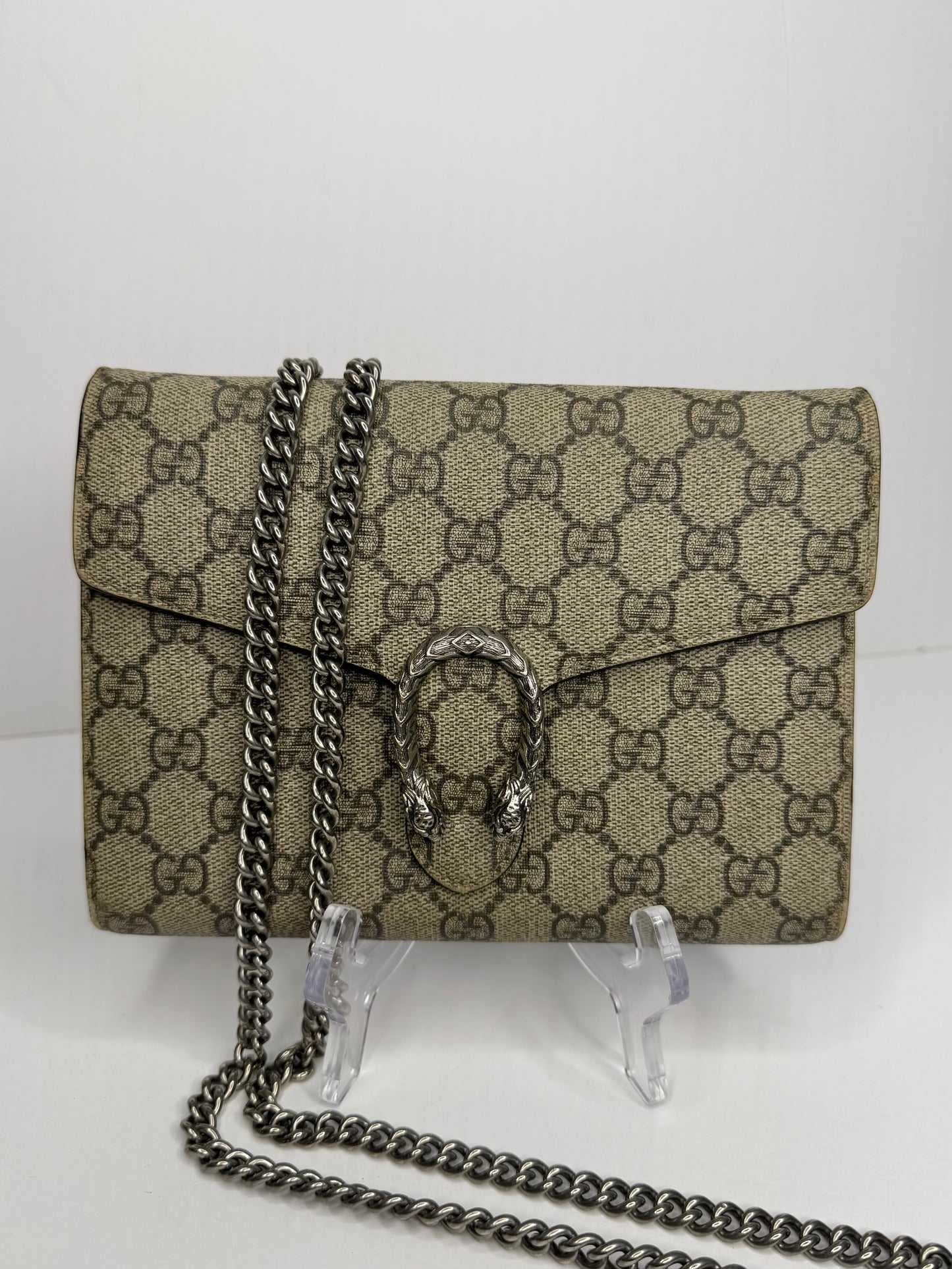 Pre-owned Gucci GG canvas Dionysus wallet on chain