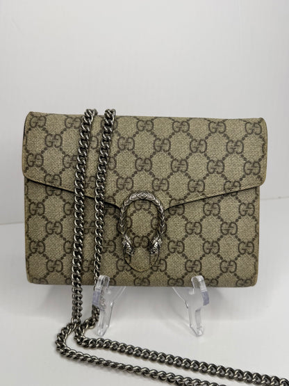 Pre-owned Gucci GG canvas Dionysus wallet on chain