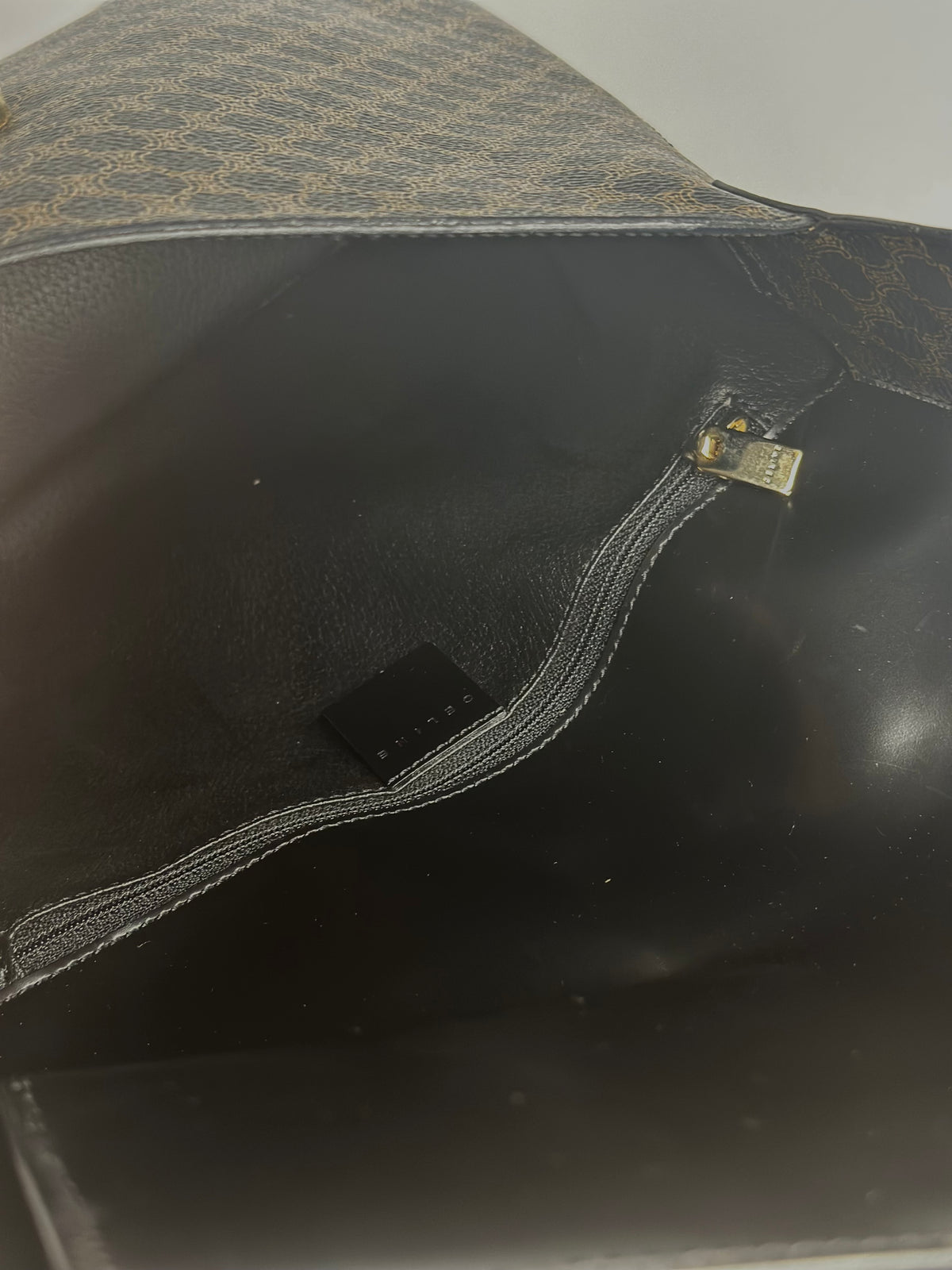 Pre-owned Celine black x brown macadam canvas shoulder bag