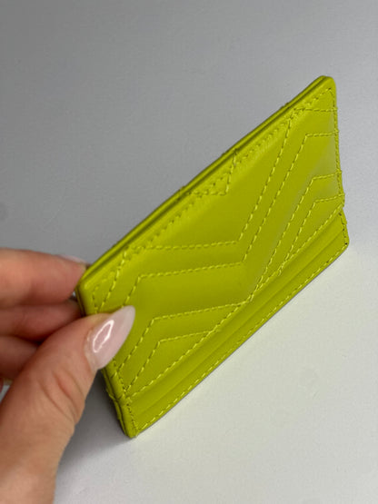 Pre-owned Gucci GG Marmont neon  Green leather card holder