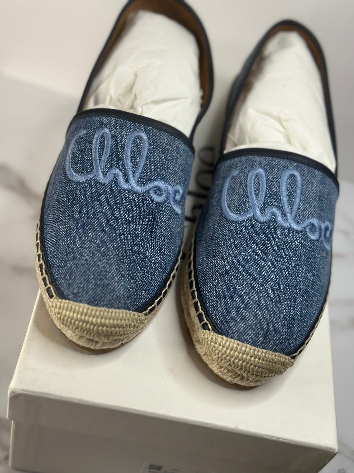 Pre-owned Chloe denim espadrilles size 9