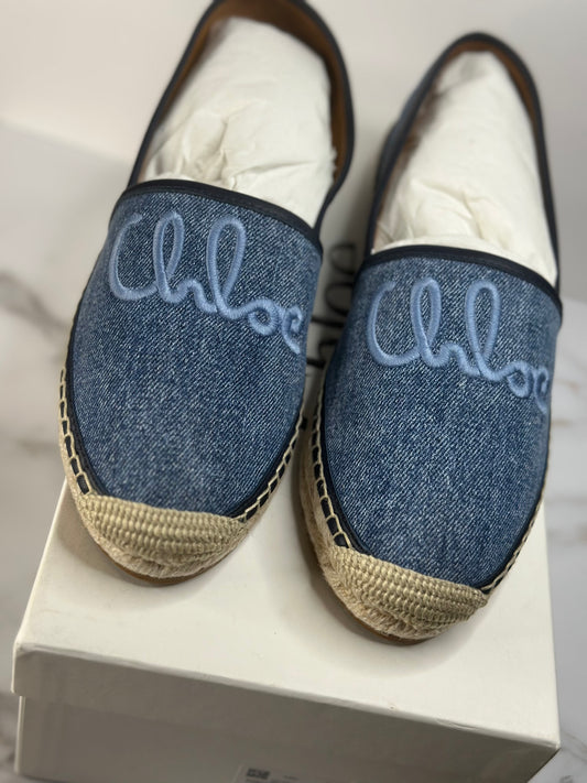 Pre-owned Chloe denim espadrilles size 9