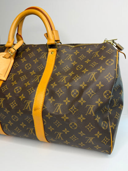 Pre-owned Louis Vuitton monogram canvas Keepall 50 duffel