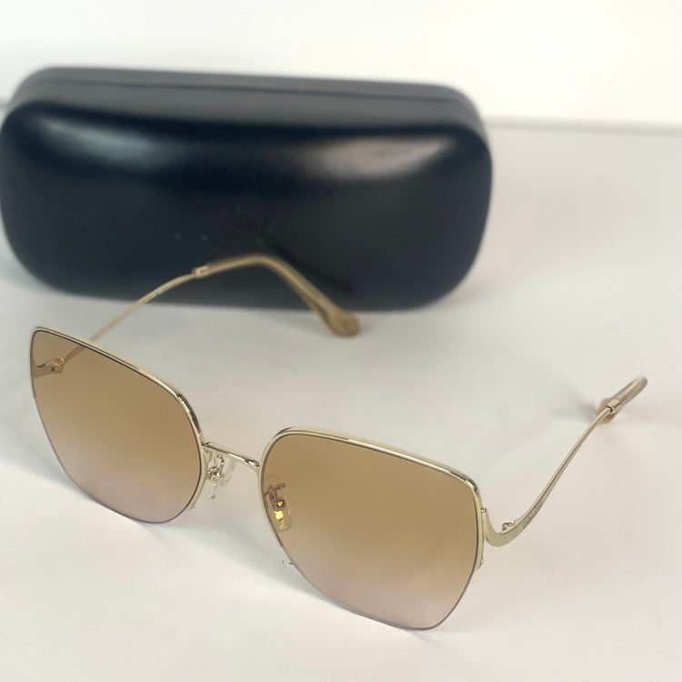 #9 Pre-Owned Coach Light Gold Tan Lense Sunglasses