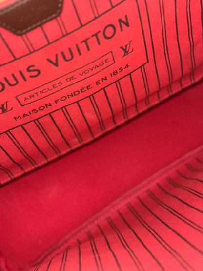 Pre-owned Louis Vuitton Damier ebene neverfull MM with pouch