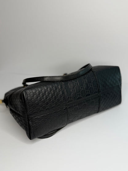 Pre-owned Gucci Guccissima black leather Bree shoulder tote