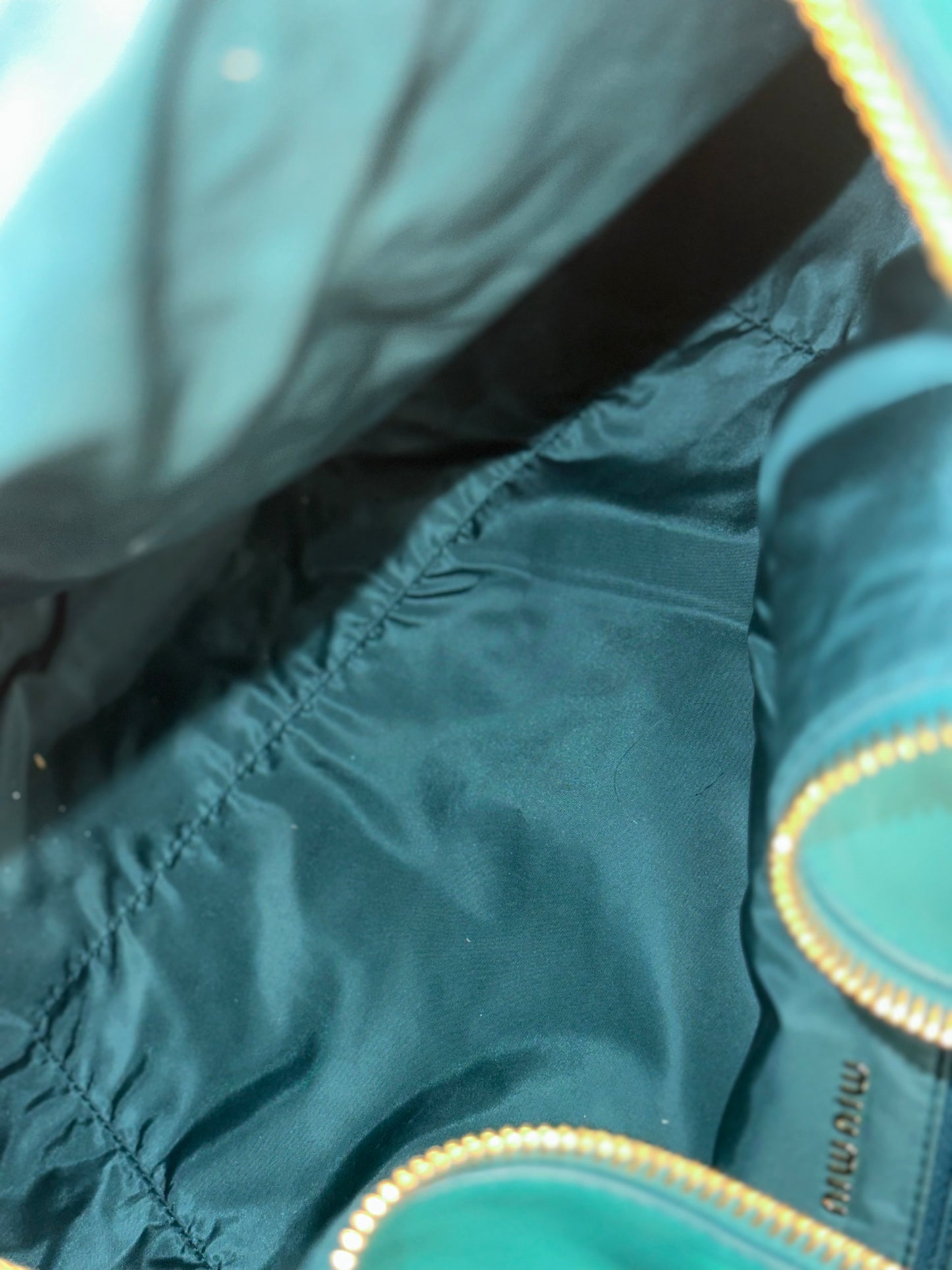 Pre-owned Miu Miu teal calfskin softy shoulder bag