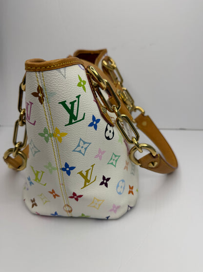 Pre-owned Louis Vuitton x Takashi Murakami Annie MM tote bag in white Monogram Multicolore canvas