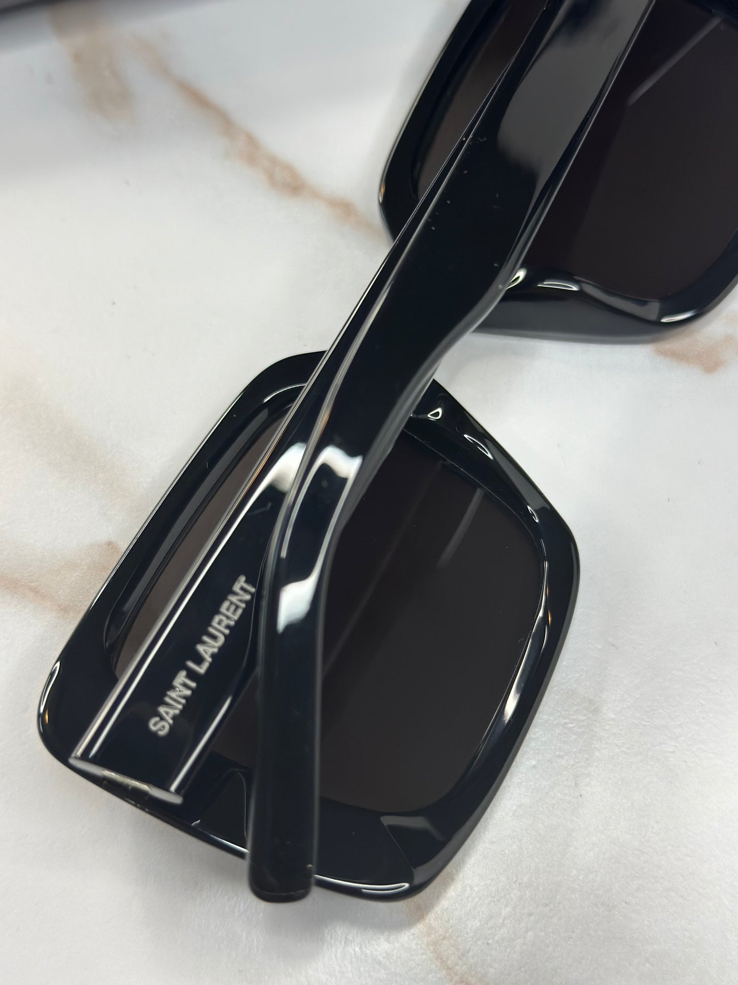 Pre-owned Saint Laurent 56MM shiny black geometric sunglasses