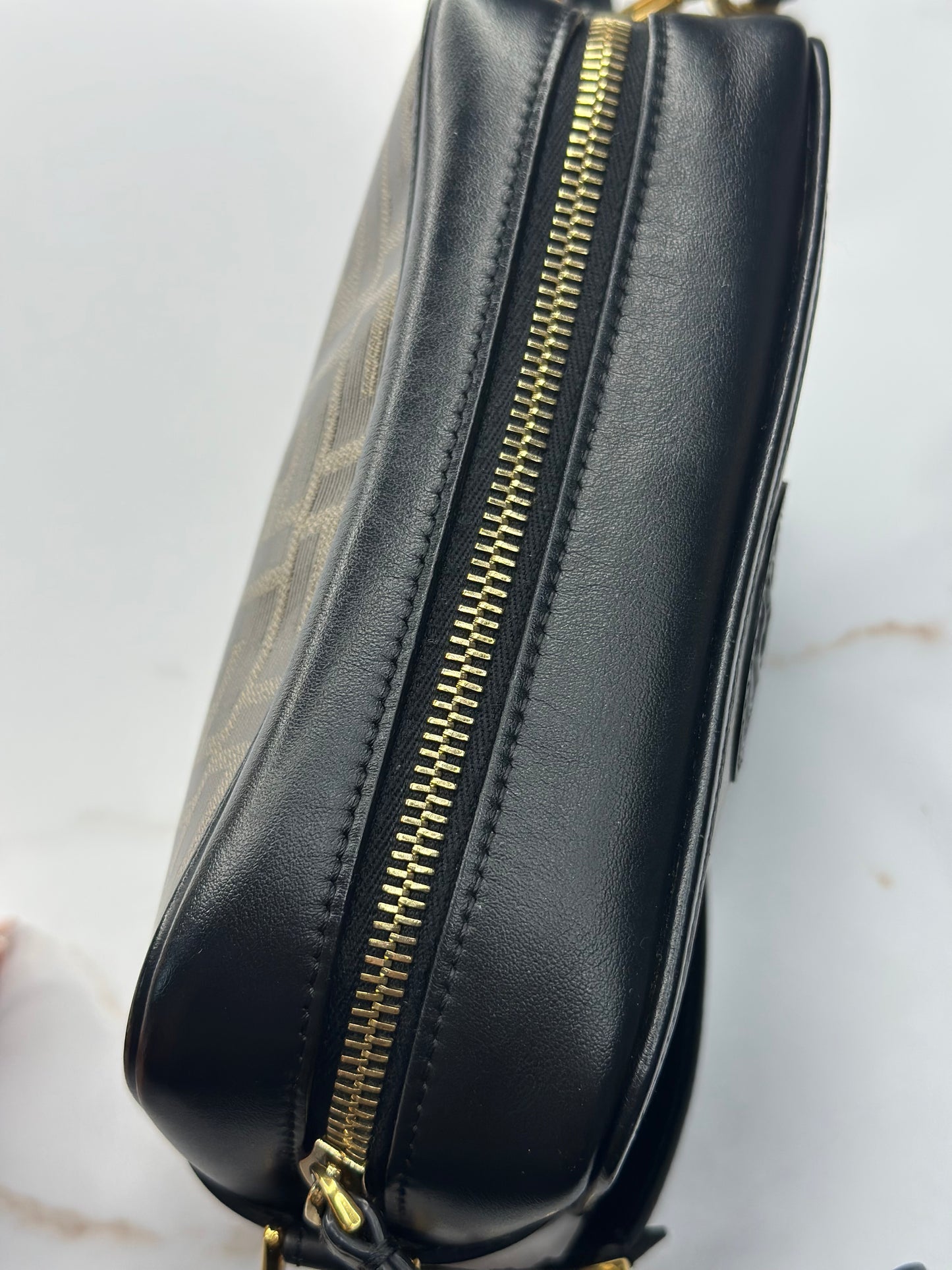 Pre-owned Fendi Glazed Fabric Vitello  Stamp Camera Bag