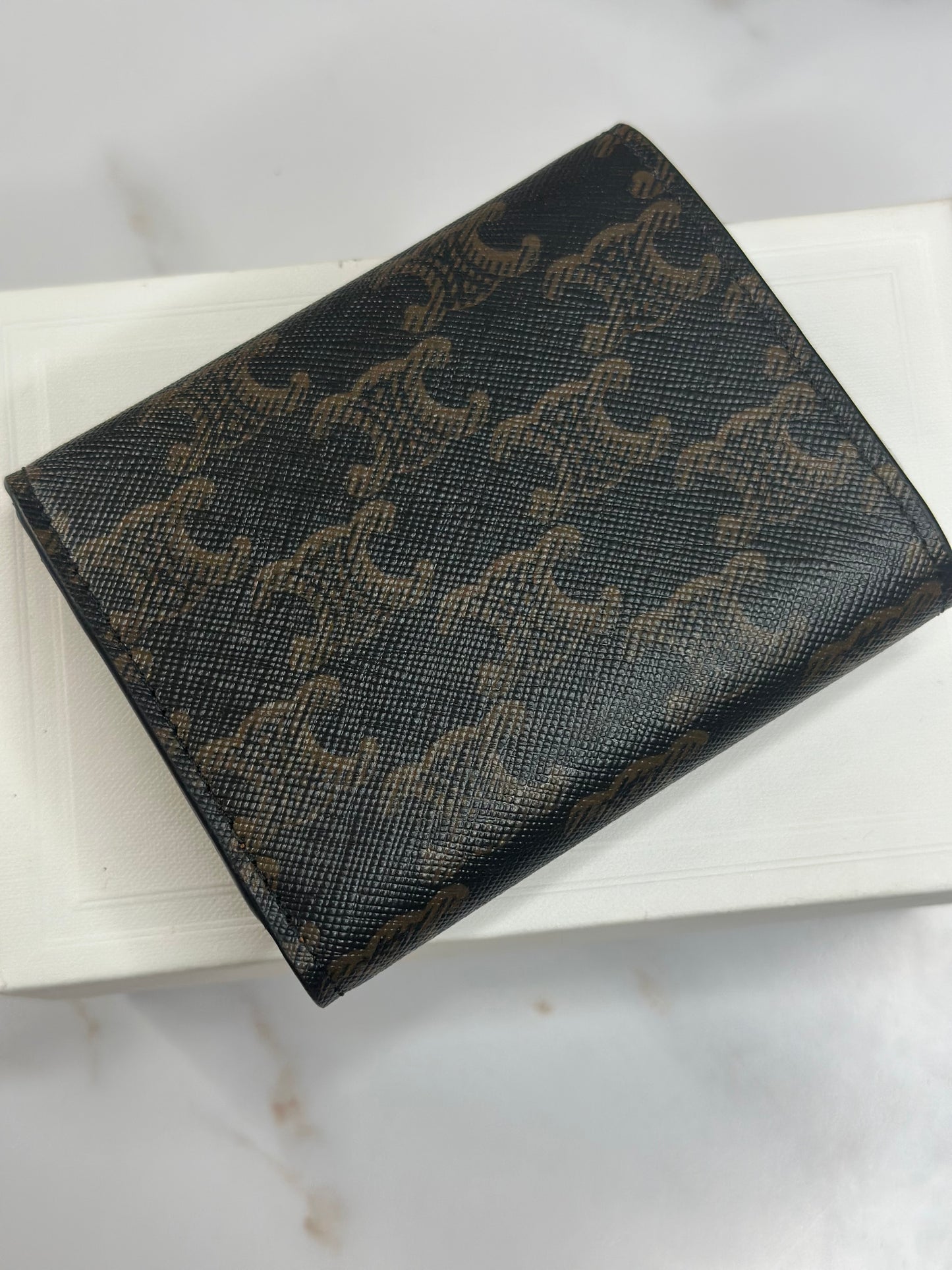 Pre-owned Celine triomphe flap compact wallet