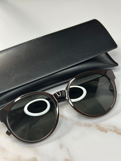 Pre-owned Saint Laurent translucent brown sunglasses with gold logo