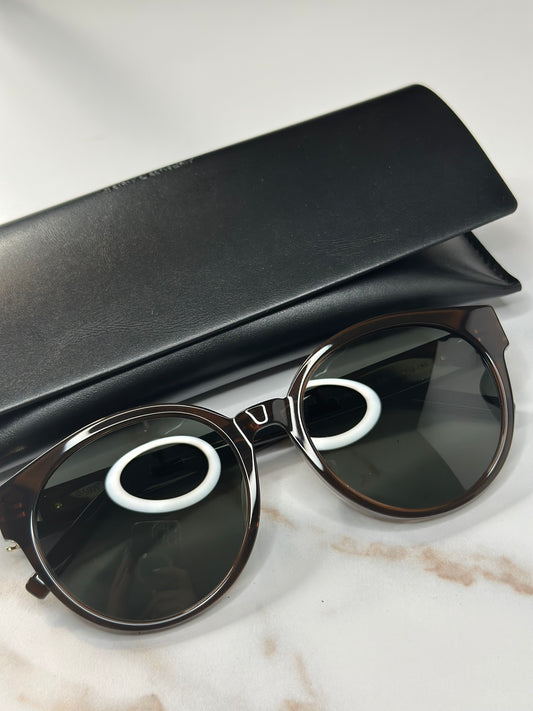 Pre-owned Saint Laurent translucent brown sunglasses with gold logo